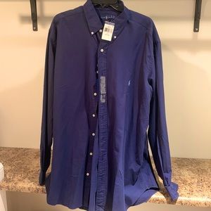 Ralph Lauren Mens Classic Fit Navy long sleeve button down shirt   XLT - NWT